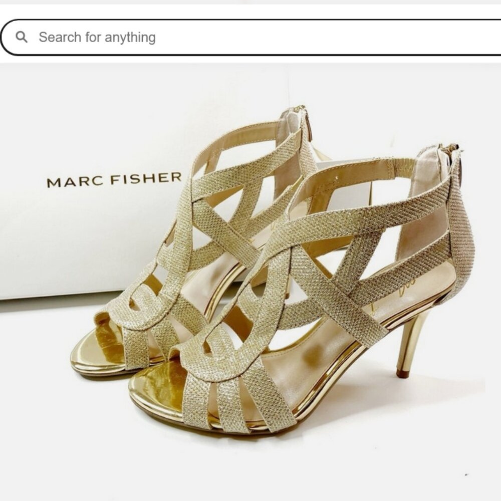 Marc Fisher Nala 3 Gold Strappy Heels - Size 8.5